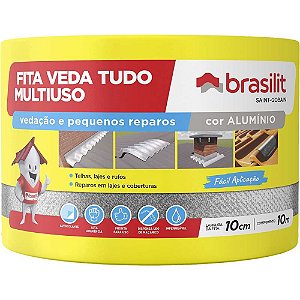 Fita autoadesiva com película em alumínio 10cm x 10m VEDA TUDO BRASILIT QUARTZOLIT