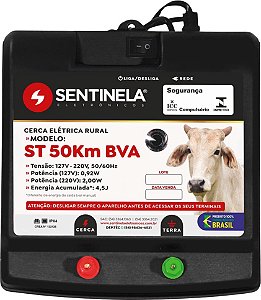 Eletrificador de cerca elétrica 50 km com alcance de 10.000m 1015 SENTINELA