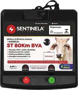 Eletrificador de cerca elétrica 80 km com alcance de 12.500m 4077 SENTINELA