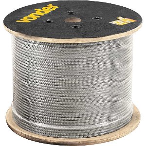 Cabo de aço galvanizado alma de fibra 9,53mm - 3/8" 6 x 19S rolo com 1.000 metros VONDER