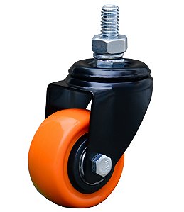 Rodízio giratório leve série black base espiga 1.5/8" roda laranja 30 kgf COLSON