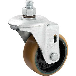 Rodízio giratório leve 3" de poliuretano laranja com rosca GLE 312 PN SCHIOPPA