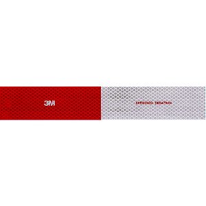 Faixa refletiva para sinalização 50mm x 305mm vermelha esquerda e branca 3M