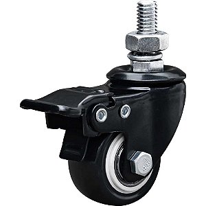 Rodízio giratório leve série black base espiga 1.5/8" com freio roda laranja 30 kgf GLEBF.1.5/8.BP.E COLSON