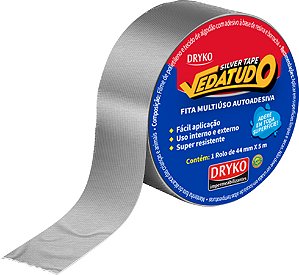 Fita adesiva reforçada 44mm x 5m prata Silver Tape Vedatudo SILVER5 DRYKO