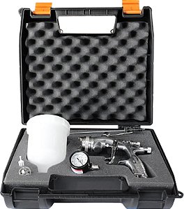 Pistola para pintura tipo gravidade 1,3mm e 2,0mm caneca 600ml com manômetro e maleta MLT-FLG-TOP DEVILBISS