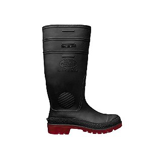 Bota de PVC preta e vermelha cano longo sem forro 40 p/ químicos SUPERMAX CELSF 503 CALFOR