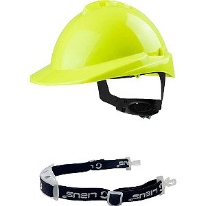 Capacete com aba frontal amarelo fluorescente com catraca e jugular Milenium 904904 LIBUS