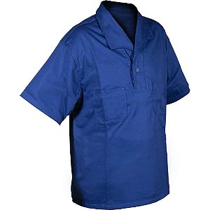 Camisa brim azul manga curta Tamanho G 54 sem botão SANTANENSE UNILEVE WICO
