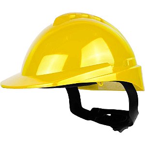 Capacete com aba frontal amarelo com catraca e jugular Milenium 904903 LIBUS