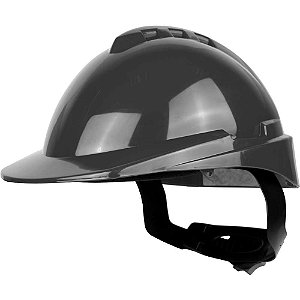 Capacete com aba frontal cinza com catraca e jugular Milenium 904907 LIBUS