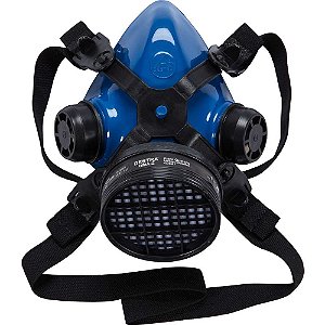 Respirador semifacial com 1 cartucho para vapores orgânicos e gases ácidos azul MIG21-VO/GA DESTRA