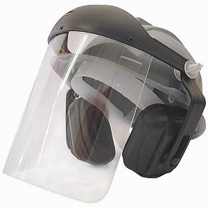 Capacete com proteção facial incolor e abafador cor cinza 958CA LEDAN