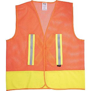 Colete para sinalização sem bolso refletivo tela laranja/ verde fluorescente tamanho Único TIPO "INTEIRO" VIC 71316 VICSA