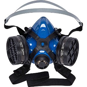 Respirador semifacial com 2 cartuchos para vapores orgânicos azul MIG22-VO DESTRA
