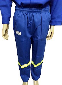 Calça de segurança para eletricista azul com faixa refletiva verde tamanho GG 9440 UNIFORMANN