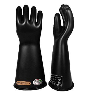 Luva de borracha para isolação elétrica tipo II classe 00 (até 500V em CA) preta tamanho 9" ORION