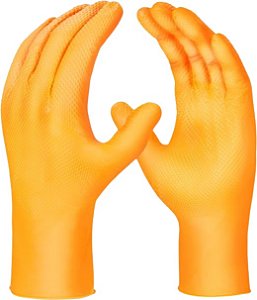 Luva nitrílica ambidestra sem talco tamanho XG laranja SENSIFLEX GRIP DANNY