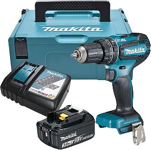 Parafusadeira/furadeira de impacto a bateria com 1 bateria 3 Ah - 18V e 1 carregador DHP485RF1J MAKITA