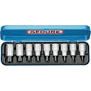 Jogo de soquetes hexalobular encaixe de 1/2" 9 peças 024796 GEDORE