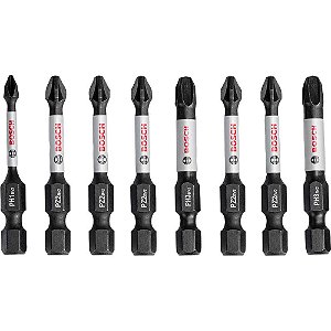 Jogo de bits/ponteiras phillips e pozidrive encaixe de hexagonal de 1/4" com 8 peças de 50mm 2608522328 BOSCH