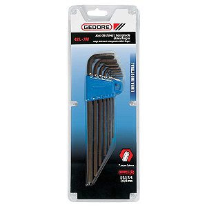 Jogo de chaves hexagonais (allen) longas 2mm a 8mm com 7 peças 42L-7M GEDORE