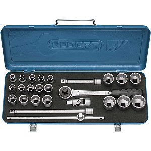 Jogo de soquetes estriados unit drive e acessórios encaixe de 1/2" 25 peças 1/4" a 1.1/4" D19KPU GEDORE
