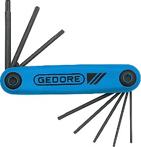 Jogo de chaves hexalobular T6 a T25 tipo canivete com 8 peças 024.660 GEDORE