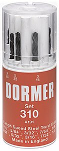 Jogo de brocas de aço rápido DIN 338 1,5mm a 6,5mm com 13 peças A100 DORMER