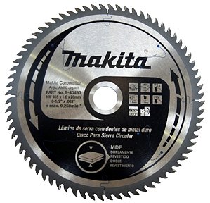 Lâmina de serra circular com dentes de metal duro 165mm x 20mm 72 dentes MAKITA