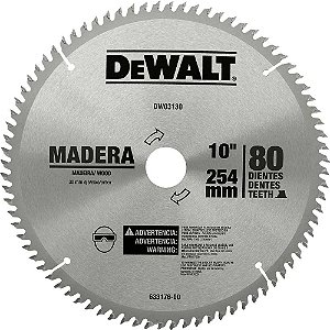 Lâmina de serra circular com dentes de metal duro/vídea 254mm x 30mm 80 dentes DEWALT