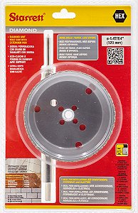 Serra copo diamantada 120mm com haste STARRETT