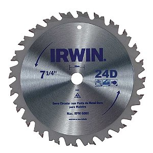 Lâmina de serra circular com dentes de metal duro 184mm x 20mm 18 dentes IW14106 IRWIN