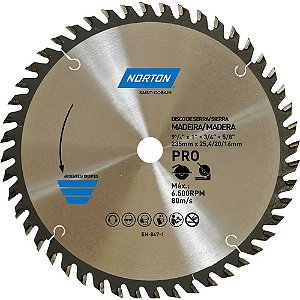 Lâmina de serra circular 235mm furo 25,4 mm/20 mm/16mm 48 dentes 70184632478 NORTON