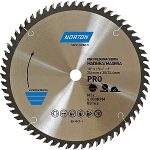 Lâmina de serra circular 254mm furo 30 mm/25,4mm 60 dentes 70184632484 NORTON