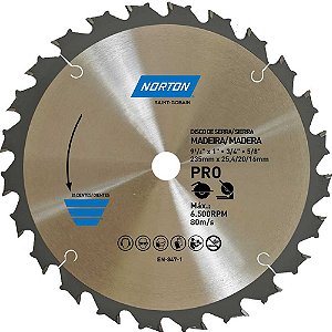 Lâmina de serra circular 235mm furo 25,4 mm/20 mm/16mm 24 dentes 70184632476 NORTON