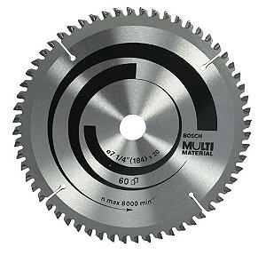 Lâmina de serra circular com dentes de metal duro/vídea 184mm x 20mm 60 dentes BOSCH