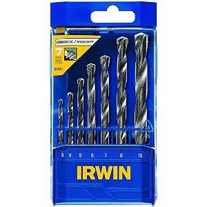 Jogo de brocas para concreto com ponta de metal duro 3mm a 10mm com 7 peças IRWIN