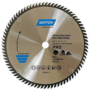 Lâmina de serra circular 254mm furo 30 mm/25,4mm 80 dentes 70184632485 NORTON