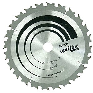 Lâmina de serra circular com dentes de metal duro/vídea 184mm x 20mm 24 dentes BOSCH