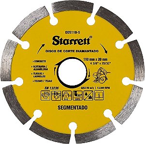 Disco de corte diamantado 110mm x 20mm segmentado DDS110-S STARRET