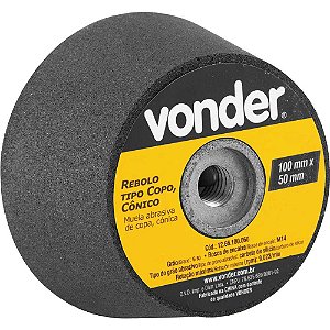 Rebolo tipo copo cônico 100mm x 50mm rosca M14 grão 80 VONDER
