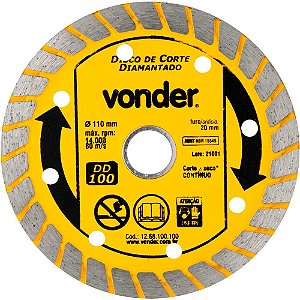 Disco de corte diamantado 110mm DD 200 seco VONDER
