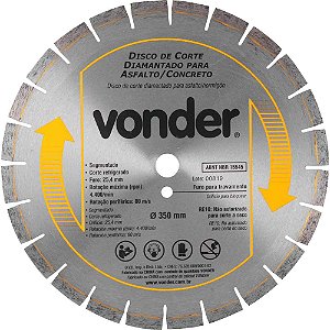 Disco diamantado 350mm para asfalto e concreto segmentado VONDER