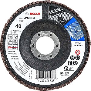 Flap-disc disco de desbaste/acabamento 4.1/2" - 115mm cônico grão 40 BOSCH