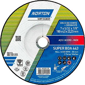 Disco de desbaste 180,0mm x 4,0mm x 22,23mm BDA 443 NORTON