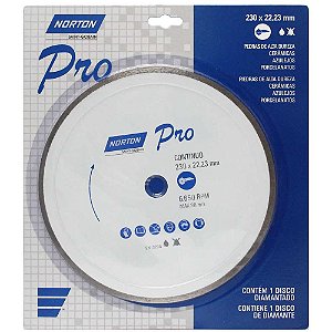 Disco de corte diamantado contínuo 230mm furo de 22,23mm 70184645812 PRO NORTON