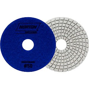Disco de lixa diamantado flexível com costado em pluma 100mm grão 50 Brilho D'água NORTON