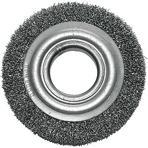 Escova circular de aço ondulada 100mm x 13mm Furo 13mm prensada fio 0,30mm Abrasfer