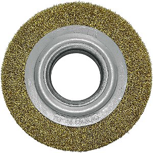 Escova circular ondulada latão 150 x 19mm furo 13mm fio 0,15/0,20 T.7000 ABRASFER